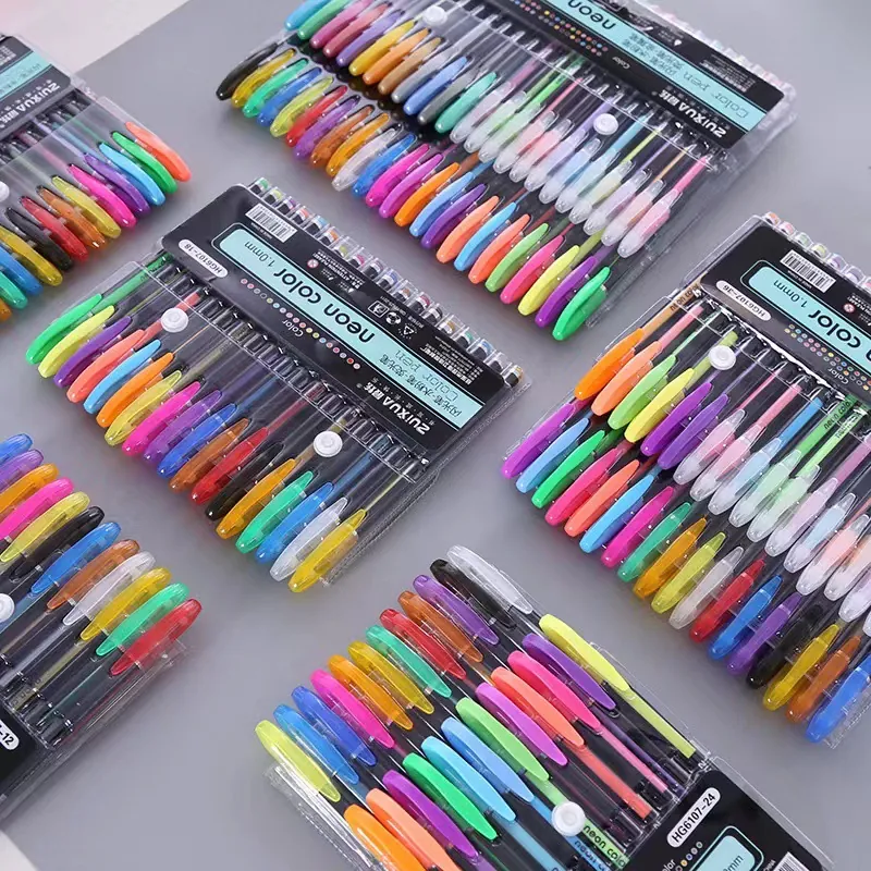 Colorful Gel Pens Glitter Neon Metallic Pastel Plastic For Drawing Coloring Scrapbooking DIY School Office Bullet Tip