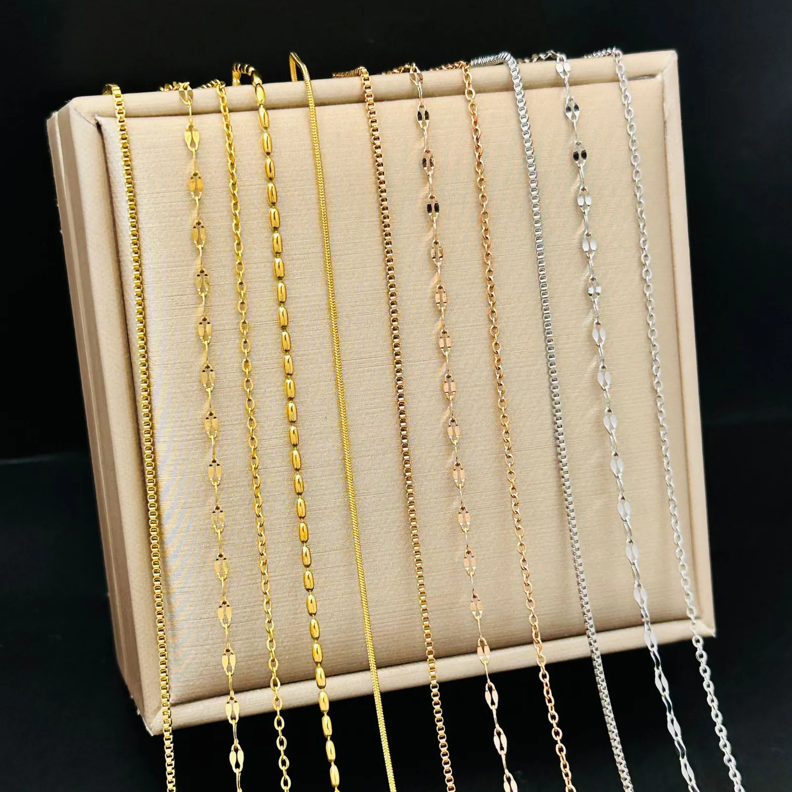Minimalist Stainless Steel Necklace Chain Non Fading Waterproof Link O Shape Box Lip Chain For DIY Jewelry Women Men