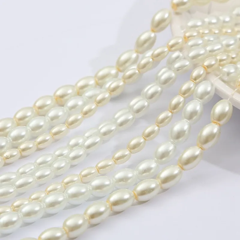 Künstliche Perle Di Vetro Ovali Imitazione Perla Artificial Forma Di Riso Per Creazione Gioielli Fai Da Te Bracciale Collana Accessori Per Capelli Vintage