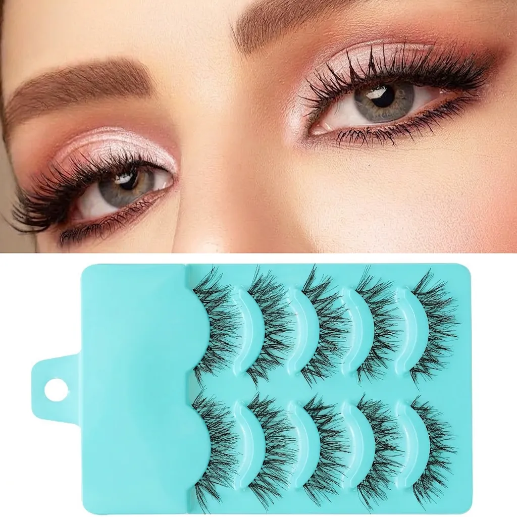 False Eyelashes Natural Thick Long Curly Cross Pattern Synthetic Fiber Eye Makeup Beauty Handmade Style Accessories