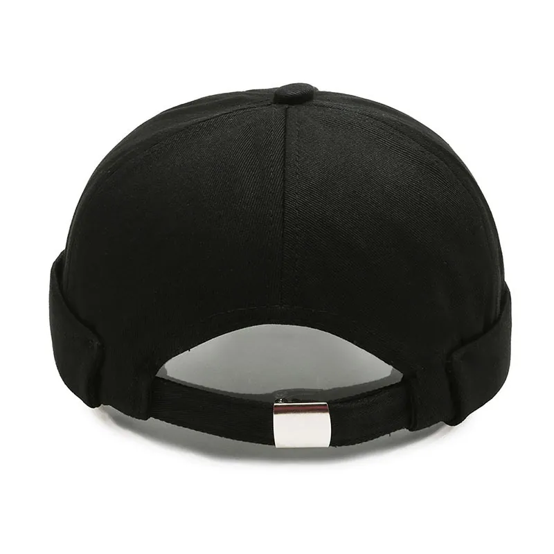 Docker Cap Brimless Sailor Hat Cotton Adjustable Metal Buckle Solid Color Embroidery Retro For Men And Women