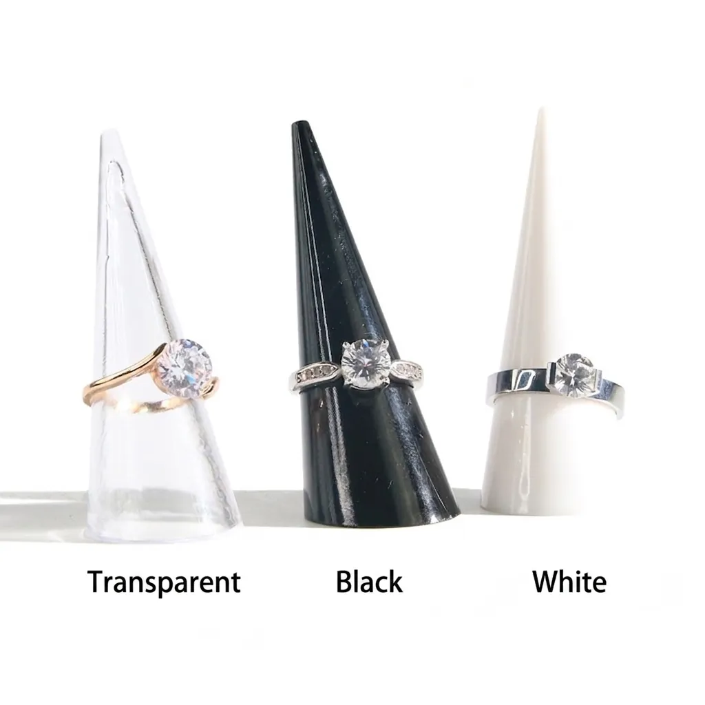 Cone Shaped Ring Display Stand Plastic Jewelry Showcase Holder Organizer For Shop Desktop Photography Props