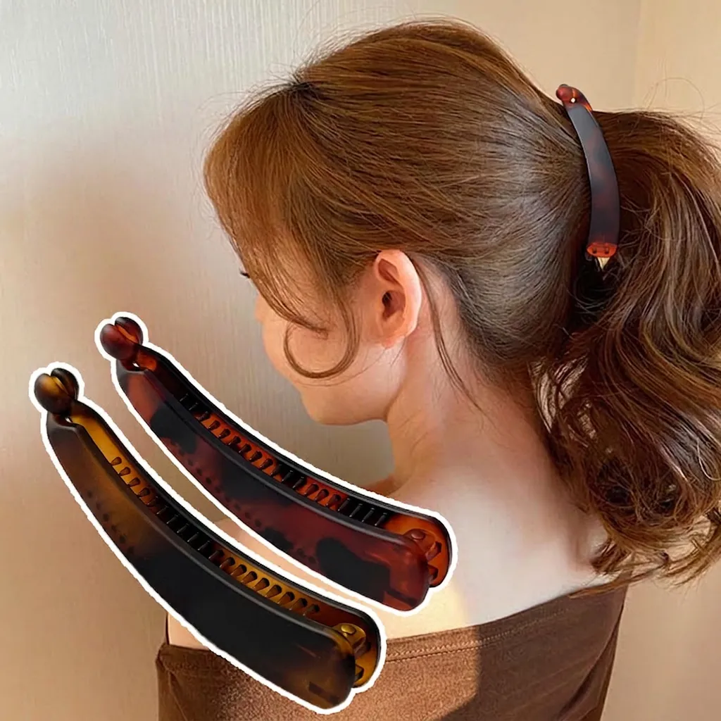 Frosted Banana Hair Clips Non-Slip Vertical Ponytail Holder Minimalist Tortoiseshell Resin Hair Claw For Women Styling
