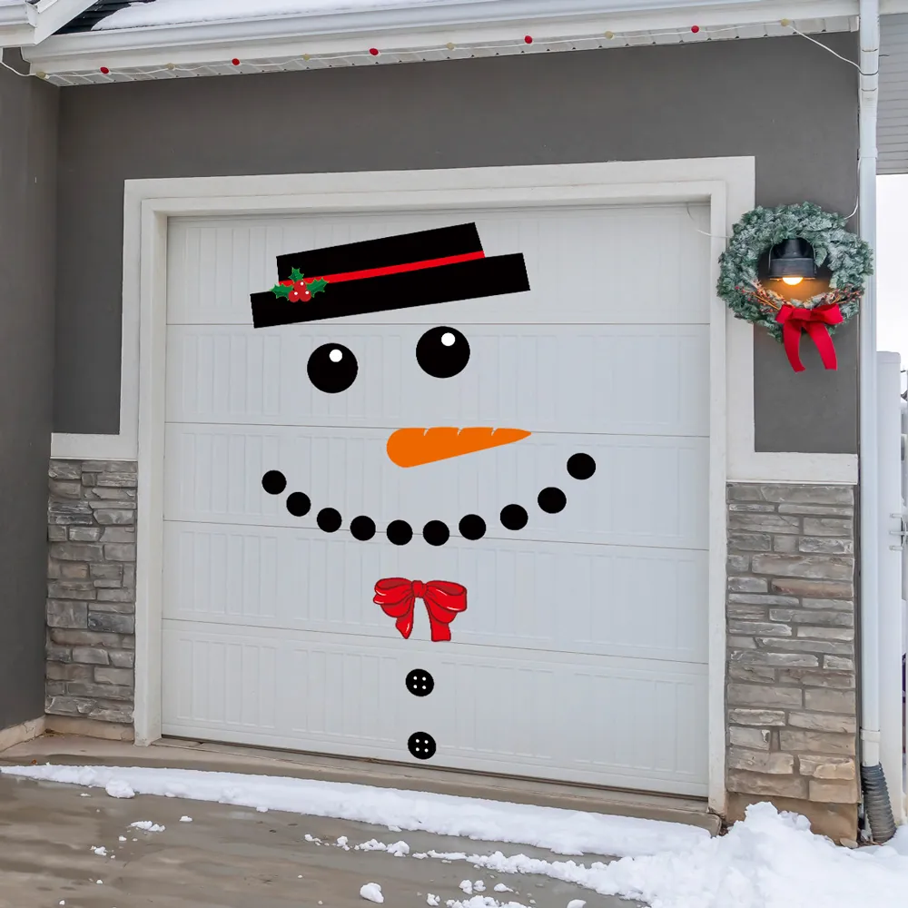 Adesivo per Porta del Garage di Natale Grande Pupazzo di Neve Adesivo murale in PVC Decorazione per la Casa Festiva