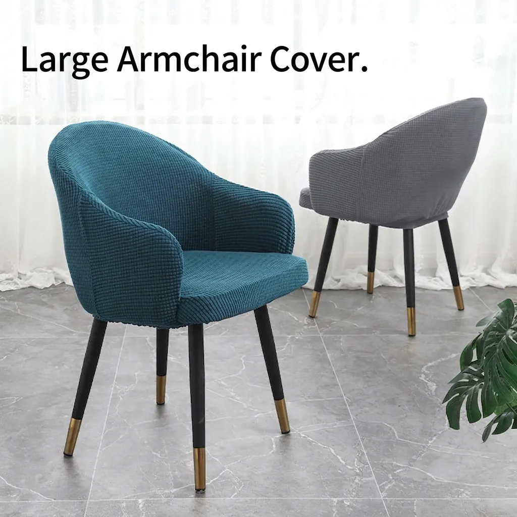 Armchair Cover Stretch Polar Fleece Waffle Fabric Elastic Dining Chair Protector Modern Solid Color Washable All-Inclusive