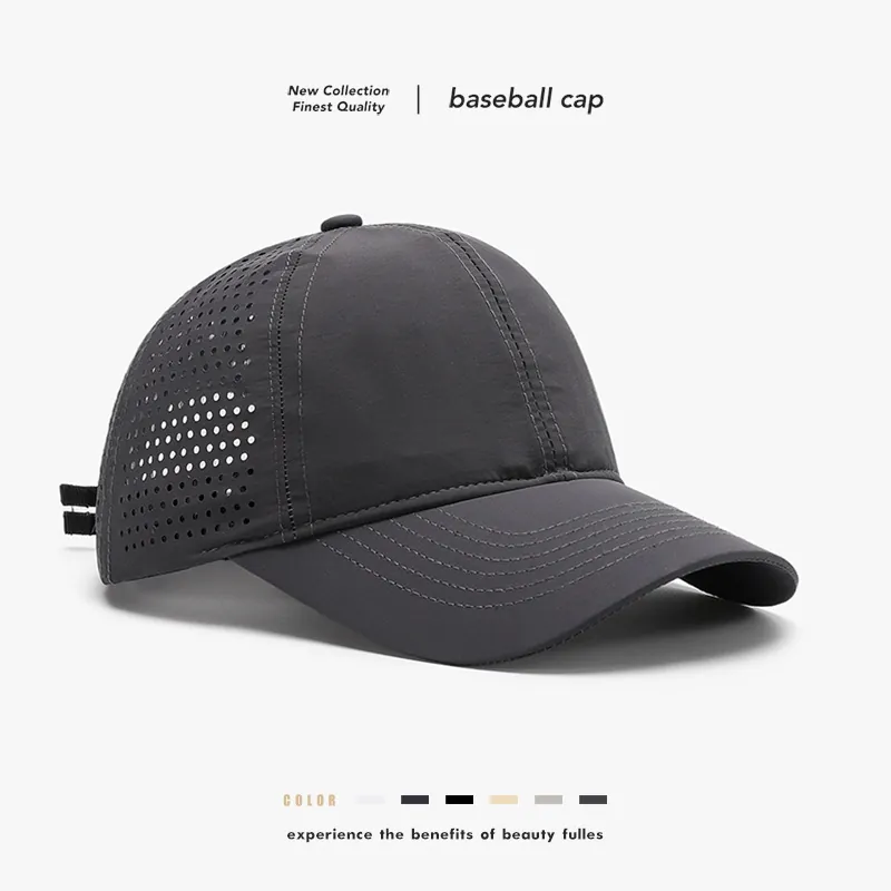 Breathable Baseball Cap Polyester Laser Cut Mesh Sun Protection Outdoor Sport Hat For Men Women Adjustable
