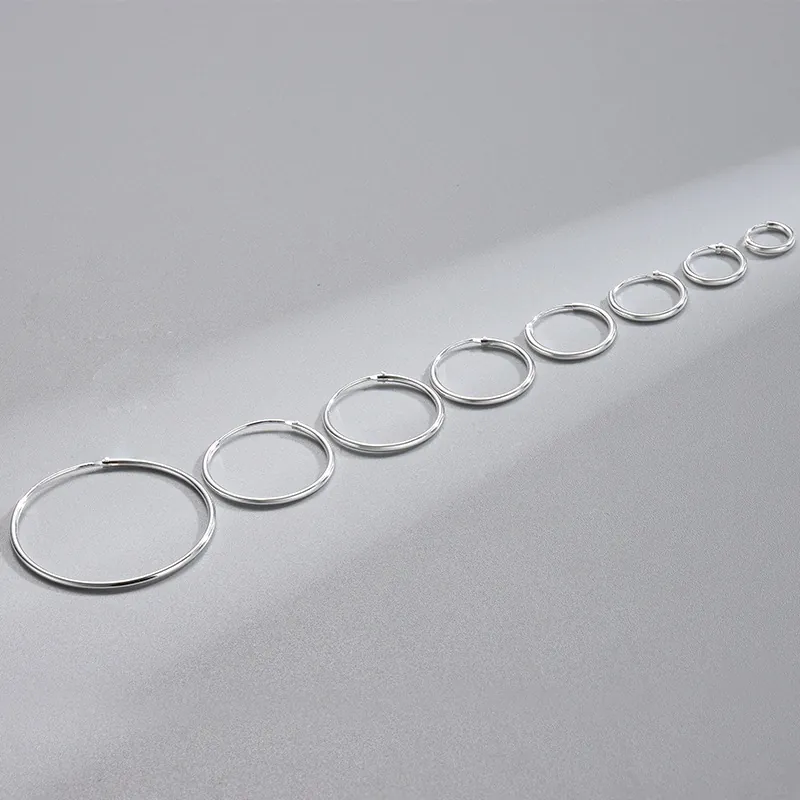 925 Sterling Silver Minimalist Round Hoop Earrings For Women Geometric Circle Earrings Gold Silver Plated Fashion Jewelry