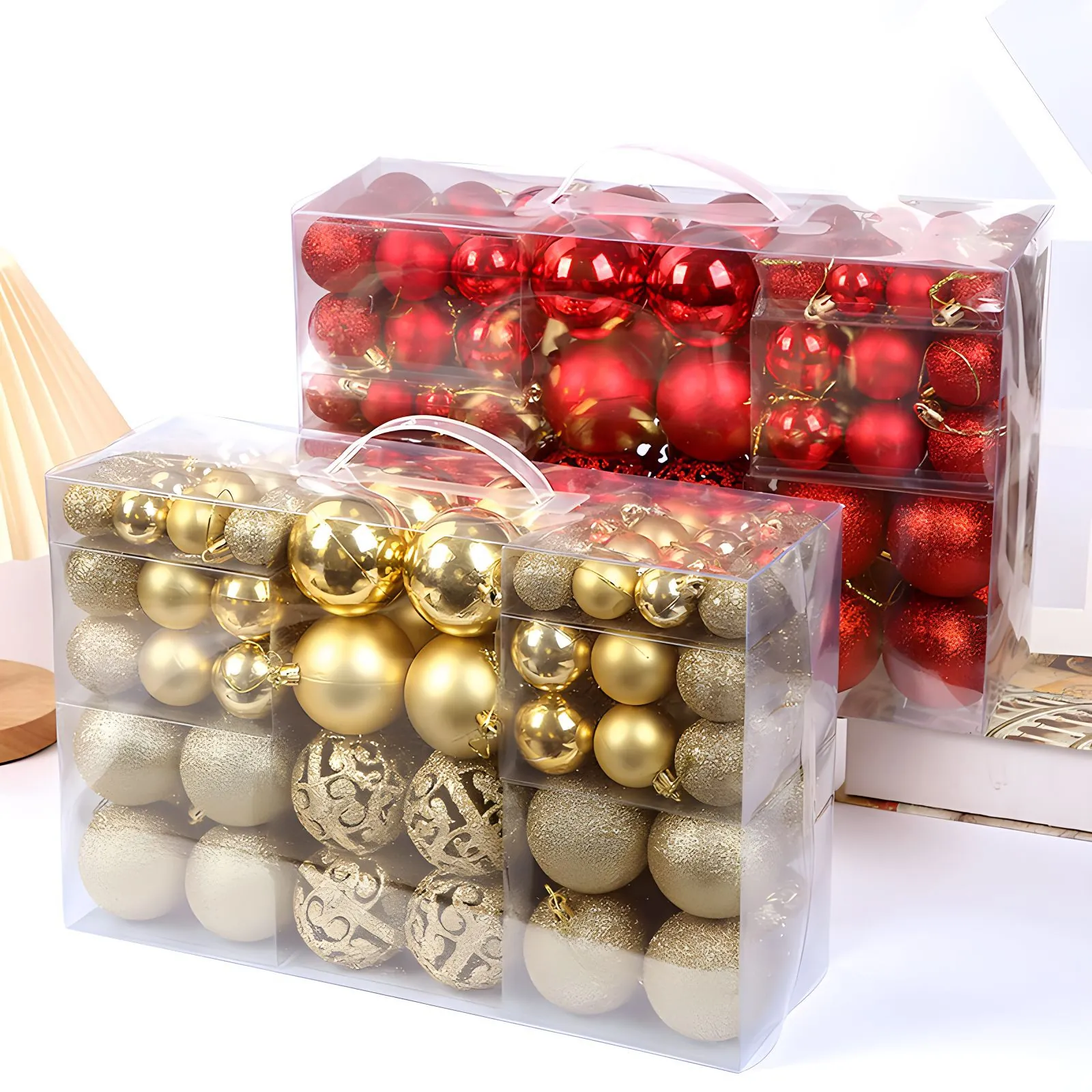 Multicolor Christmas Ball Ornaments Shatterproof Plastic Balls Matte Shiny Glitter Hollow Xmas Tree Decorations For Home Party Holiday Decor