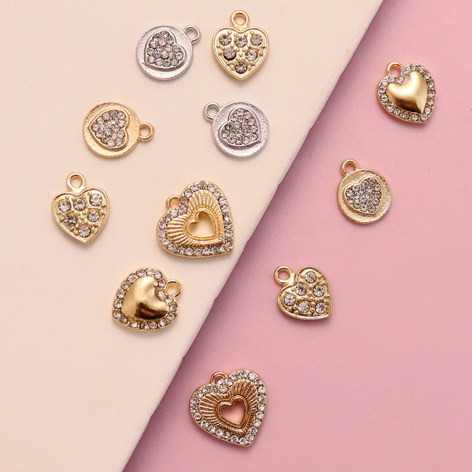 Alloy Rhinestone Heart Pendants DIY Jewelry Making Charms For Necklace Bracelet Components Elegant Accessories
