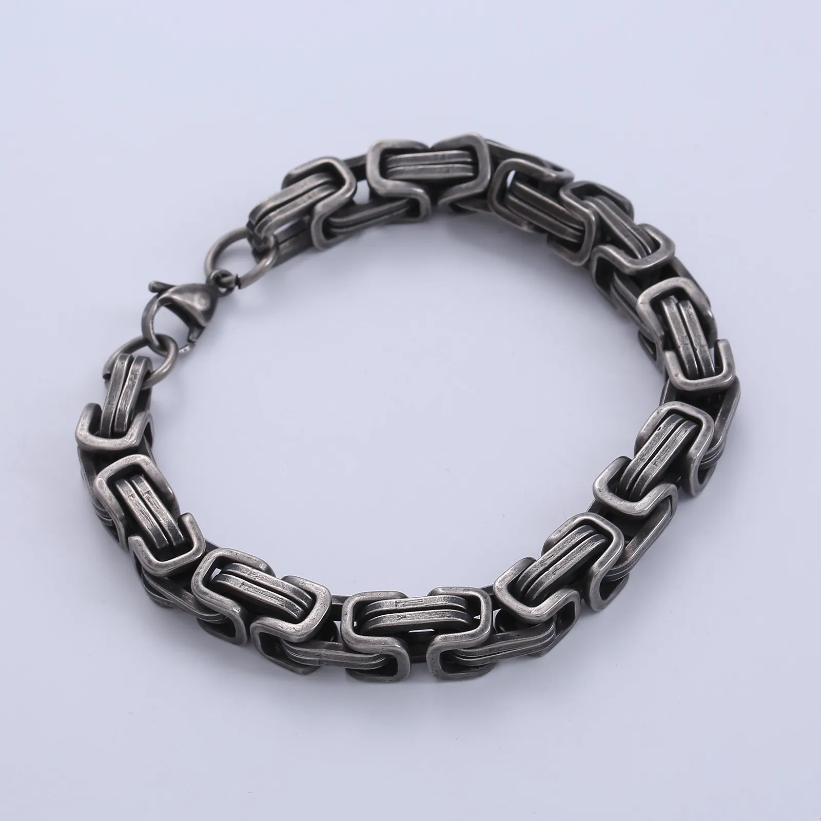 Byzantine Chain Bracelet Stainless Steel Blackened Retro Industrial Punk Style Men Jewelry Classic Heavy Metal