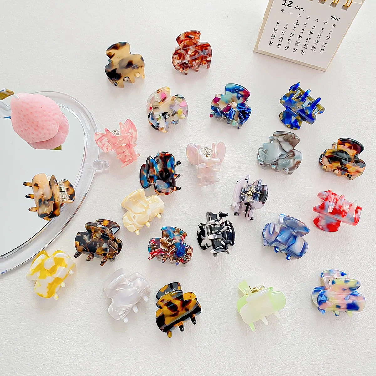 Acetate Hair Claw Clips Marble Tortoiseshell Pattern Small Non-Slip Shark Clips For Women Girls Elegant Hair Accessories