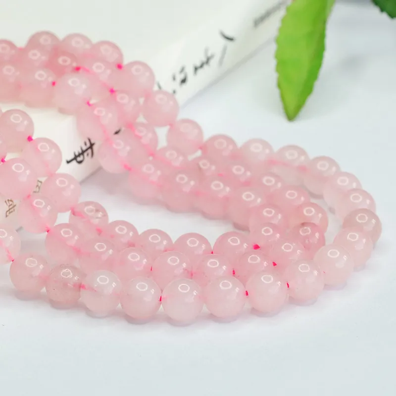 Perles Rondes En Cristal De Quartz Rose Naturel Perles En Vrac Polies Roses Pour La Fabrication De Bijoux DIY Colliers Bracelets
