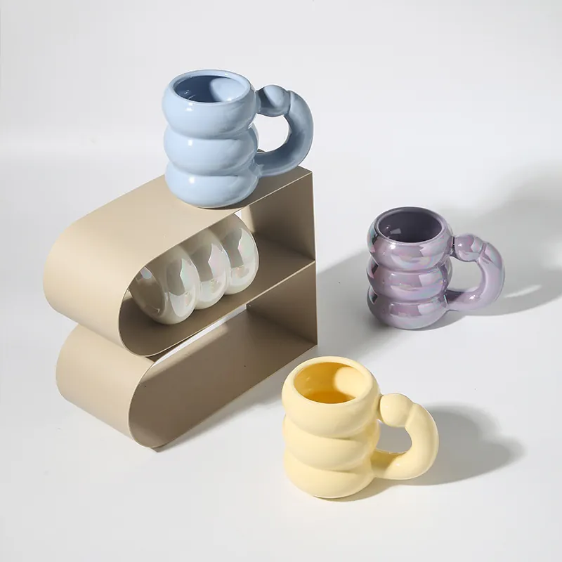 Taza De Cerámica Forma Nube Burbuja Perla Artificialdo Iridiscente Lindo Estilo Ins Taza De Café Leche Desayuno Regalo