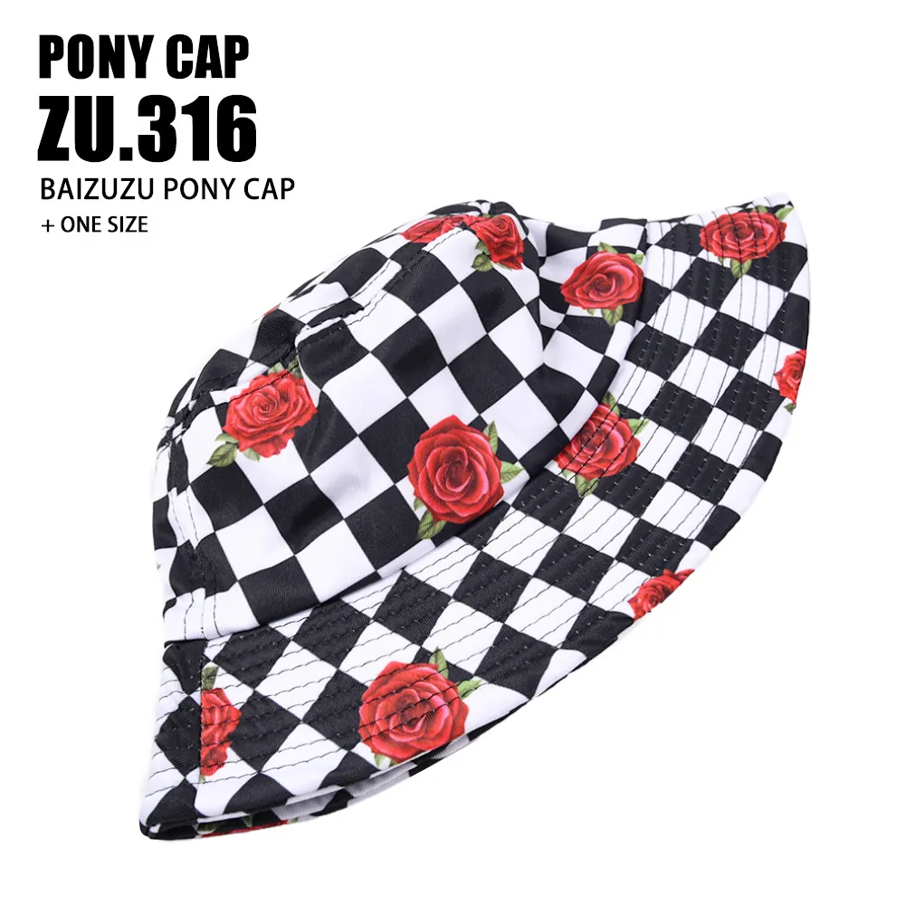Sombrero de Pescador para Mujer con Estampado de Tablero de Ajedrez y Rosas Algodón Poliéster Vintage Plegable para Viaje