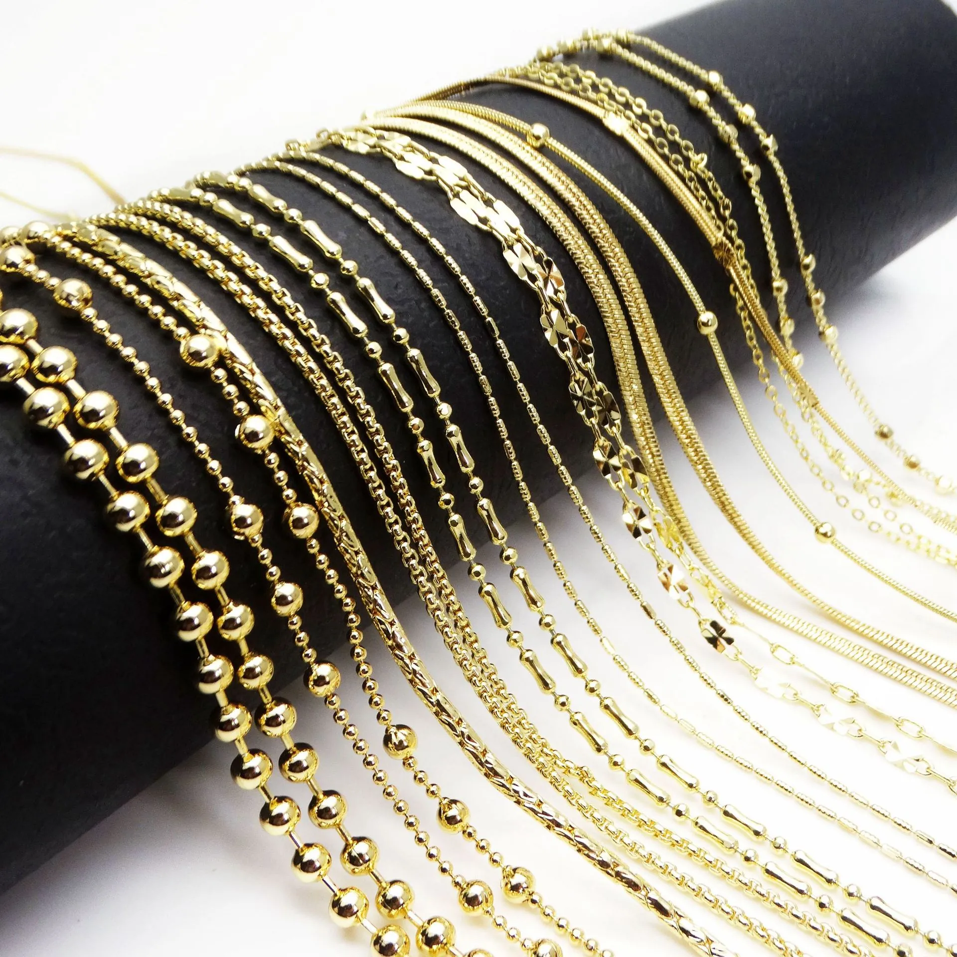 Copper Gold Plated Necklace For Women Versatile Ball Chain Snake Chain O-Link Chain Fashion Jewelry Minimalist Neck Chain