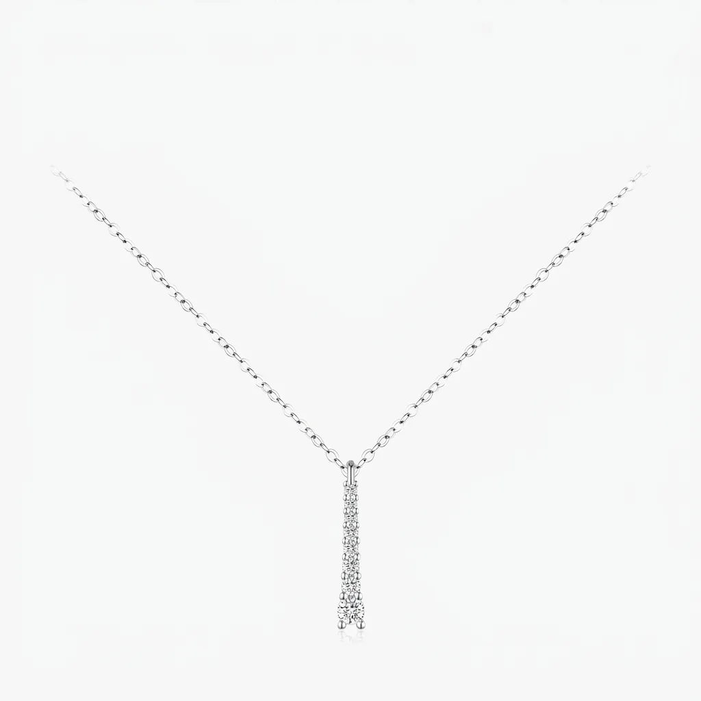 Minimalist 925 Sterling Silver Moissanite Necklace For Women D Color VVS1 Vertical Bar Pendant Elegant Fashion Neck Jewelry