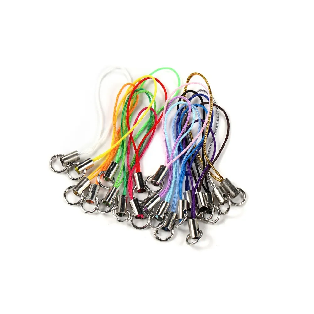 Colorful Nylon Lanyard Cord With Alloy Connector Open Jump Ring For Phone Charm USB Key Chain DIY Jewelry Making Accessory