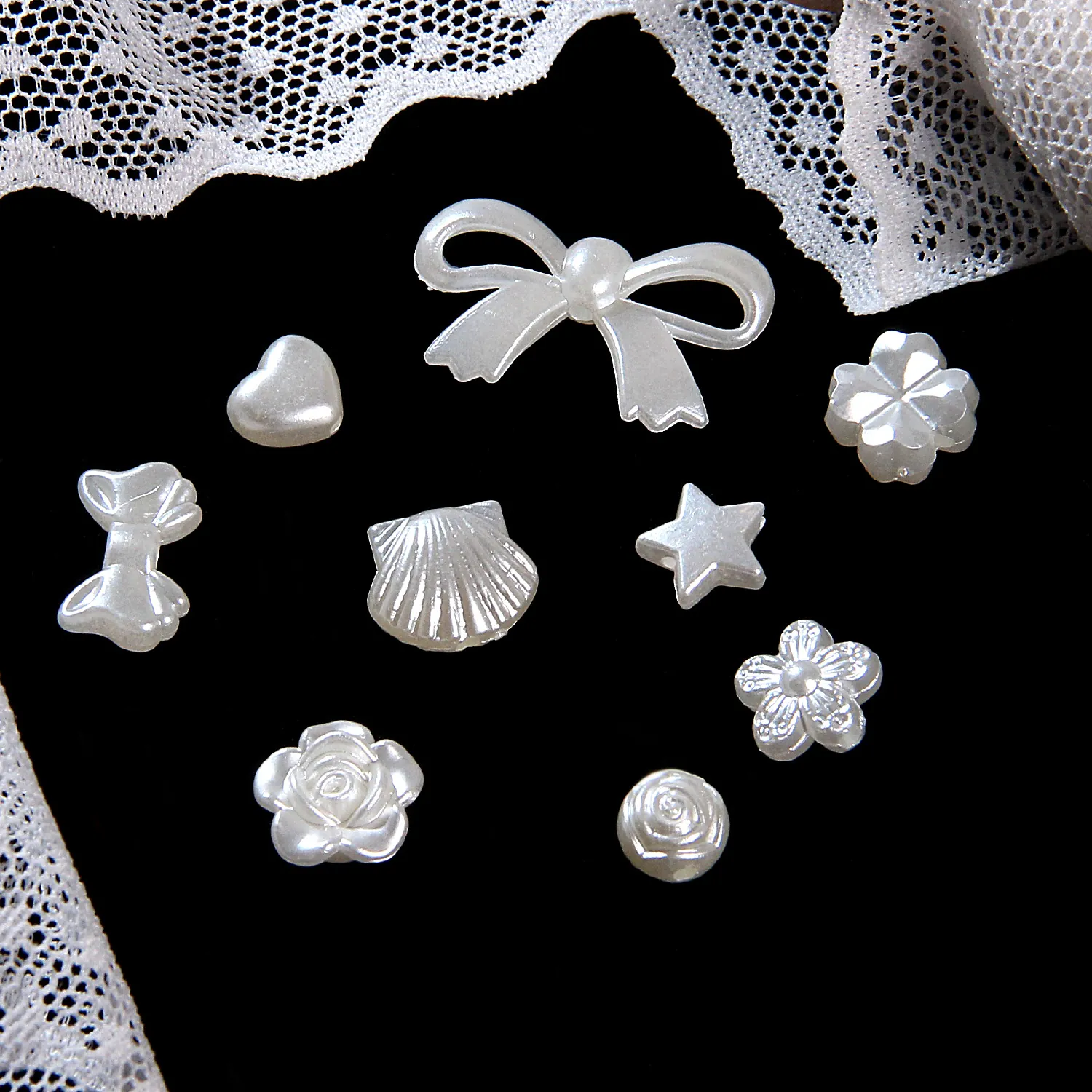 Baroque Imitation Artificial Pearl Beads ABS Heart Shell Bow Flower Shaped Loose Spacer Beads For DIY Jewelry Making Bracelet