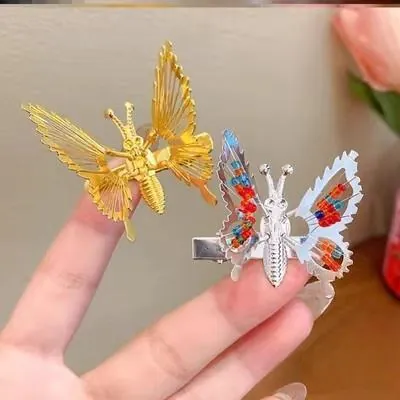 Aesthetic Hollow Metal Butterfly Hair Clip Moving Wings Elegant Vintage Styling Accessory For Women Girls