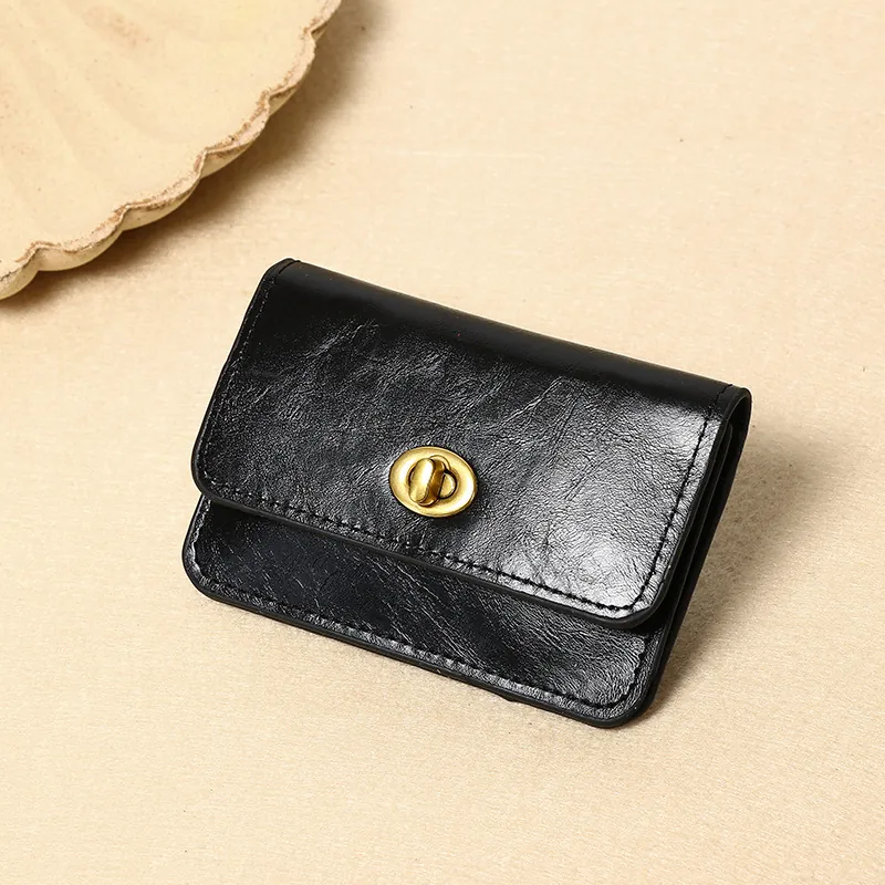 Damen Geldbörse Kurz PU Leder Vintage Drehverschluss Kartenhalter Einfach Urban Einfarbig Kleiner Bifold Geldbeutel