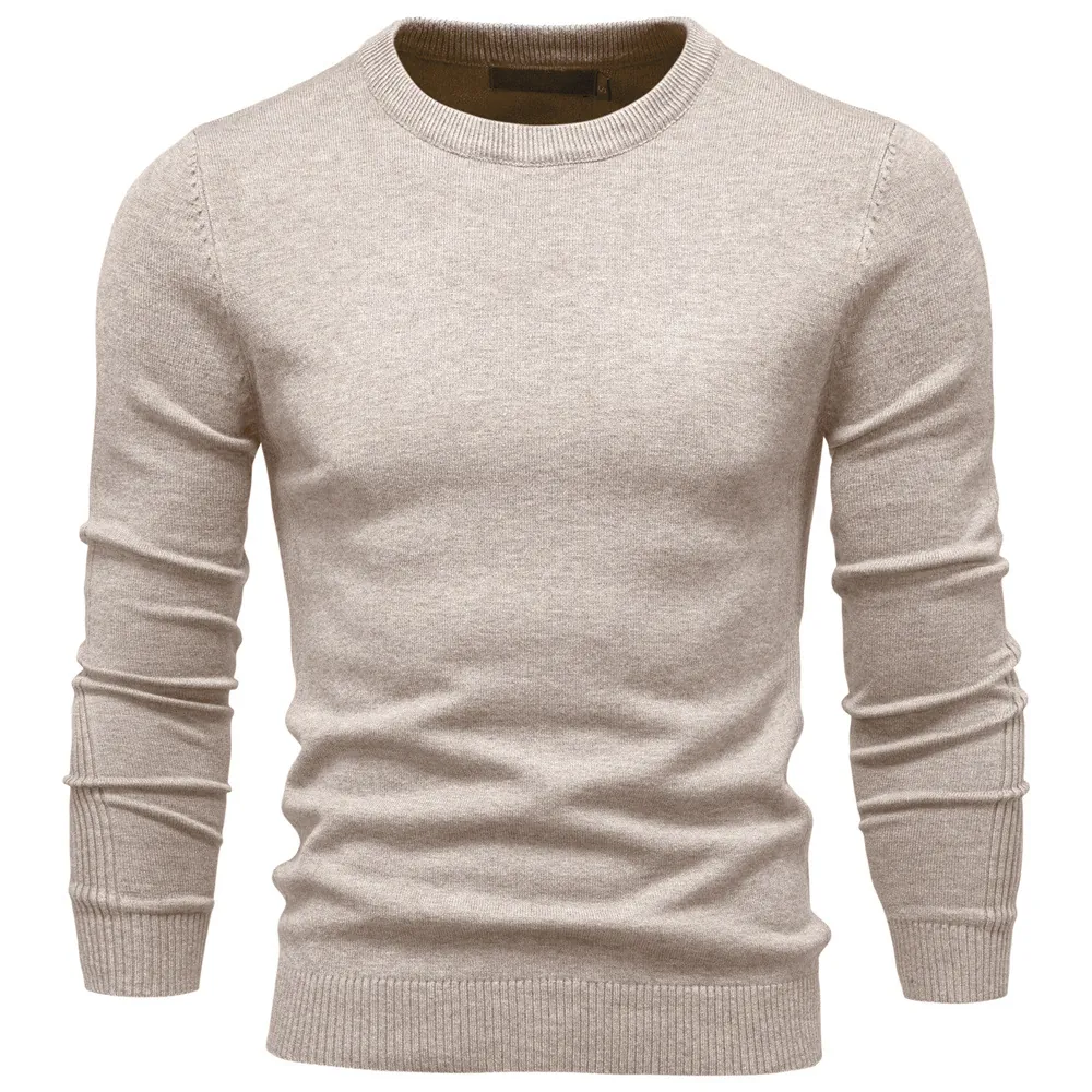 Herren Slim Fit Strickpullover Rundhalsausschnitt Verdickter Pullover Langarm Viskosemischung Einfarbig Strickwaren Oberteil