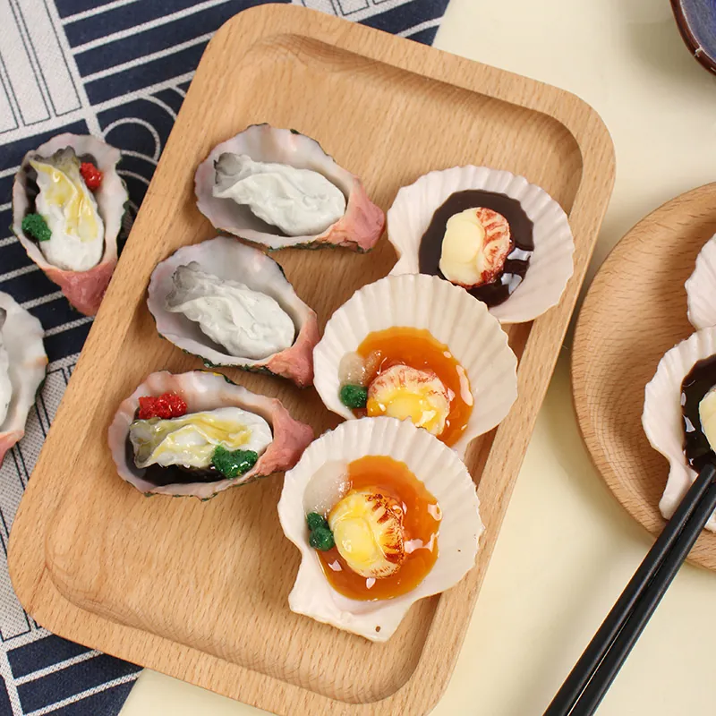 Realistic Simulated Oyster And Scallop Model Food Keychain PVC Material For Display Kitchen Prop Novelty Toy