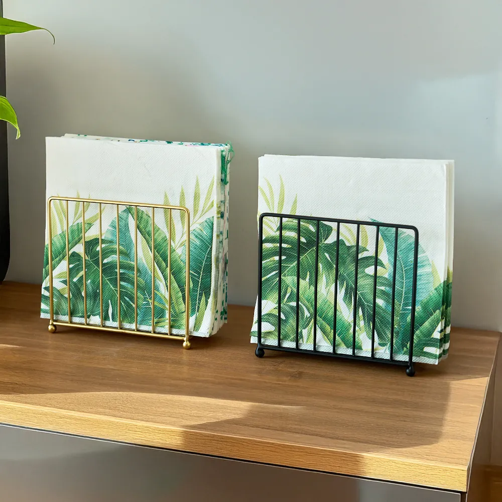 Verticale Metalen Servethouder Vierkant Rooster Weefselrek Met Kogelpootjes Desktop Organizer Voor Keuken En Restaurant
