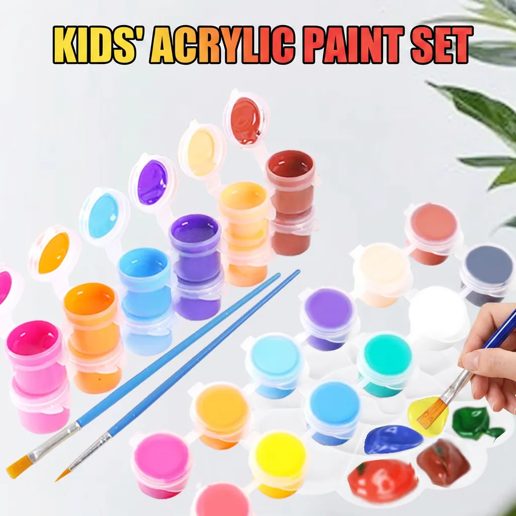 Acrylic Paint Strips For Kids DIY Crafting With Brushes And Palette Colorful Washable Non Toxic Beginners School Art Projects