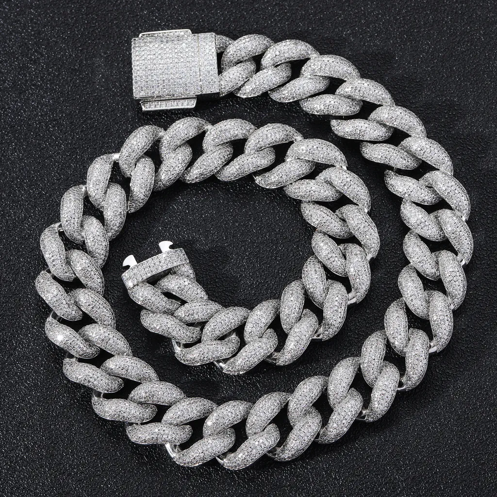 Cuban Link Chain Necklace Full Cubic Zirconia Copper Iced Out Hip Hop Luxury Bold Jewelry For Men Women
