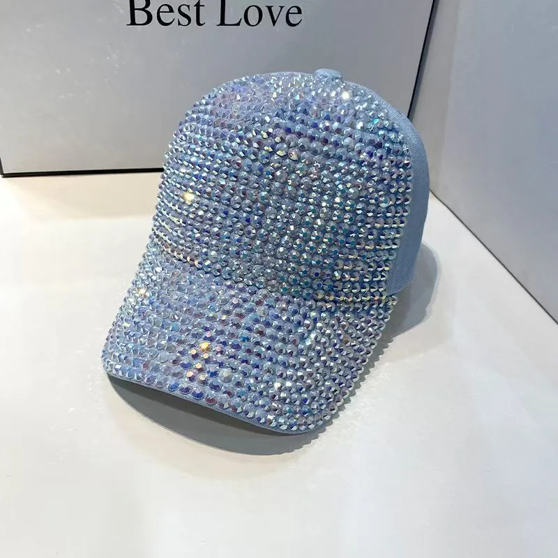Bling Rhinestone Baseball Cap Women Full Sequin Butterfly Sparkly Luxury Adjustable Snapback Sun Hat Breathable Streetwear