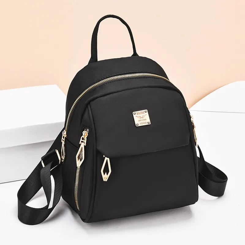 Fashion Mini Backpack For Women Waterproof Nylon Oxford Cloth Lightweight Casual Travel Shoulder Bag Gold Hardware