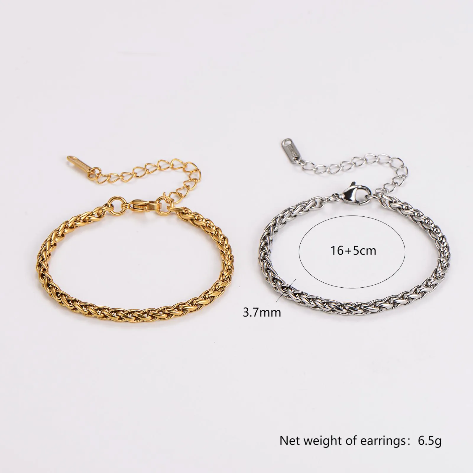 Minimalist 304 Stainless Steel Wheat Chain Bracelet Adjustable Geometric Spiga Link Hand Jewelry For Men And Women