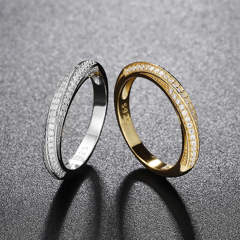 Mobius Twisted Ring 925 Sterling Silver With Moissanite Zircon Pave Fashion Jewelry For Women