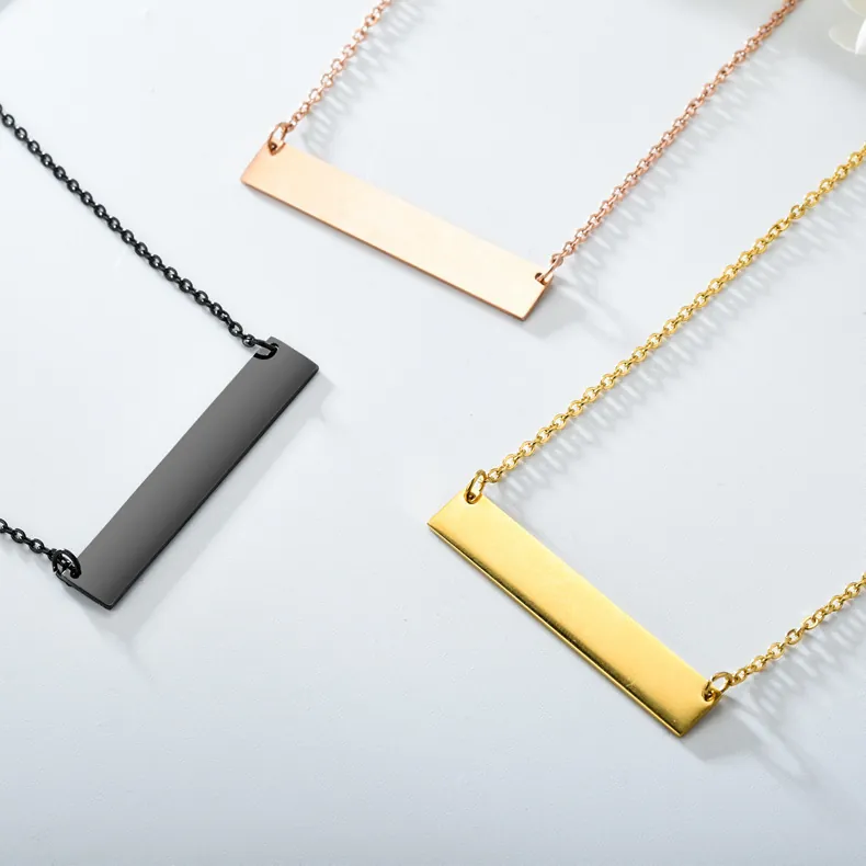Minimalist Bar Pendant Necklace For Men And Women Stainless Steel Geometric Link Chain Fashion Jewelry Accessory