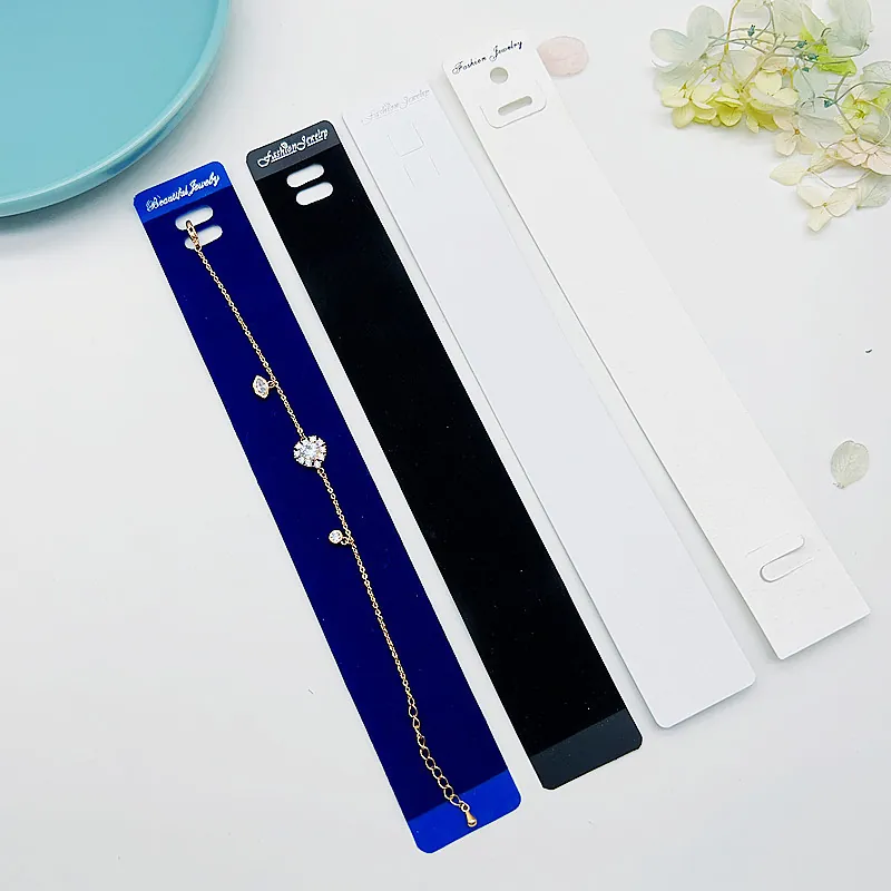 Cartellini Espositori Gioielli Striscia Lunga PVC Velluto Bracciale Collana Confezione Supporto Appeso Gioielli Moda