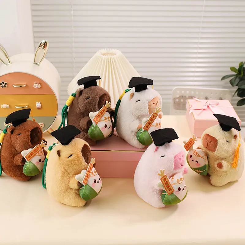 Cute Capybara Plush Toy With Graduation Cap Soft Stuffed Animal Graduation Gift Desktop Decor Doll Novelty