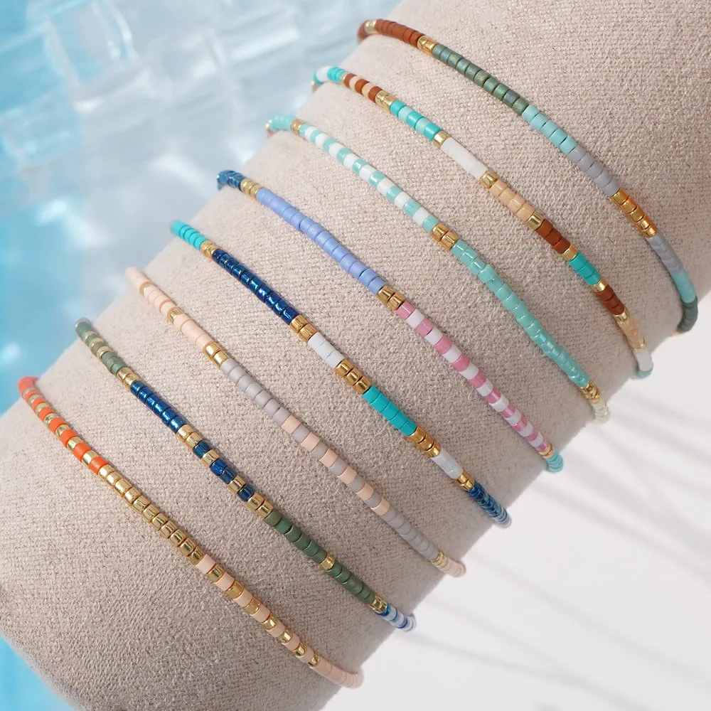Handmade Miyuki Seed Bead Bracelet For Women Adjustable Rope String Gold Bead Charm Bohemian Minimalist Fashion Jewelry Gift