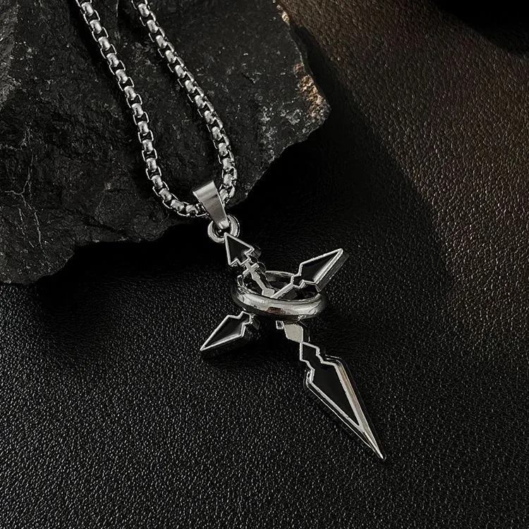 Collier Pendentif Croix Noire Acier Inoxydable Style Gothique Rétro Accessoire Pour Hommes Femmes Avec Chaîne Vénitienne