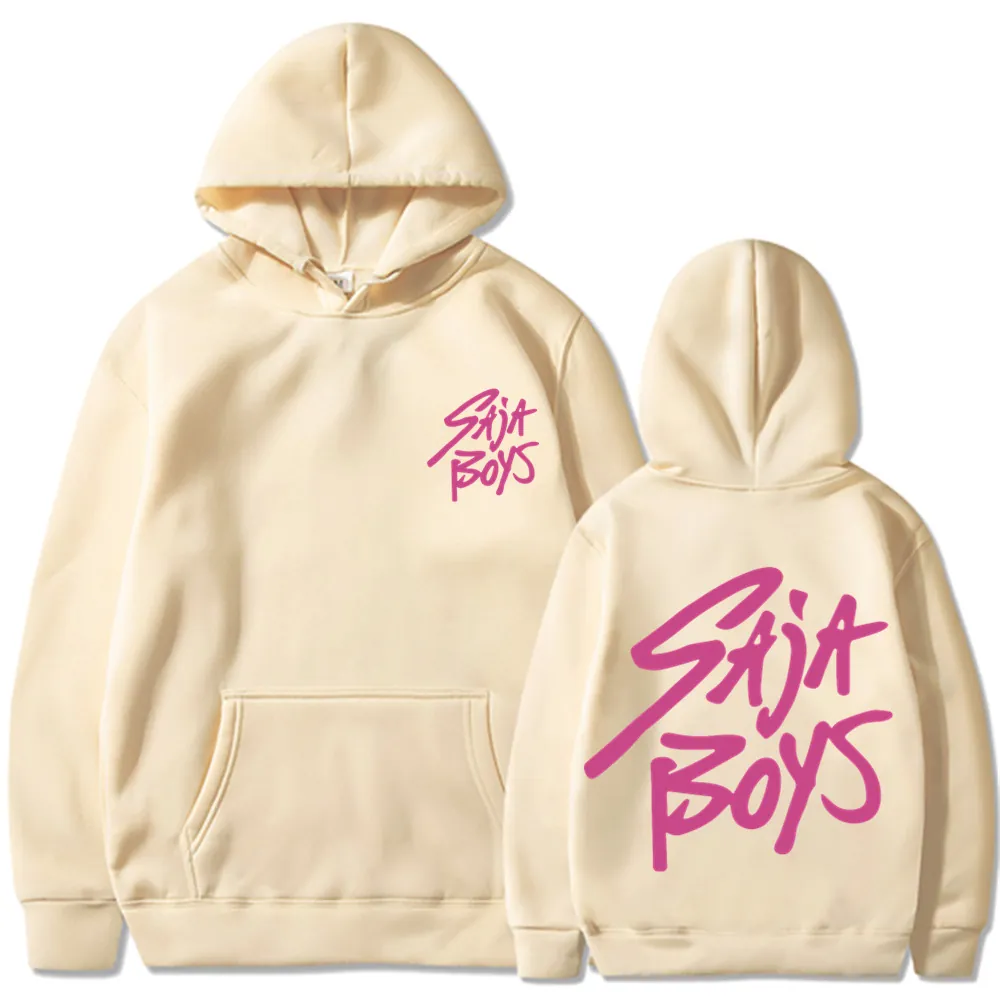 Sweat À Capuche Unisexe Polyester Polaire Pullover Manches Longues Poche Kangourou Saja Boys Imprimé Lettres Streetwear