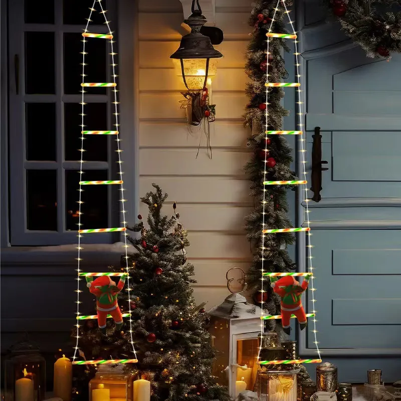 Climbing Santa Claus LED Ladder Lights USB Powered Remote Multiple Modes Warm White Glow Christmas Outdoor Indoor Decor