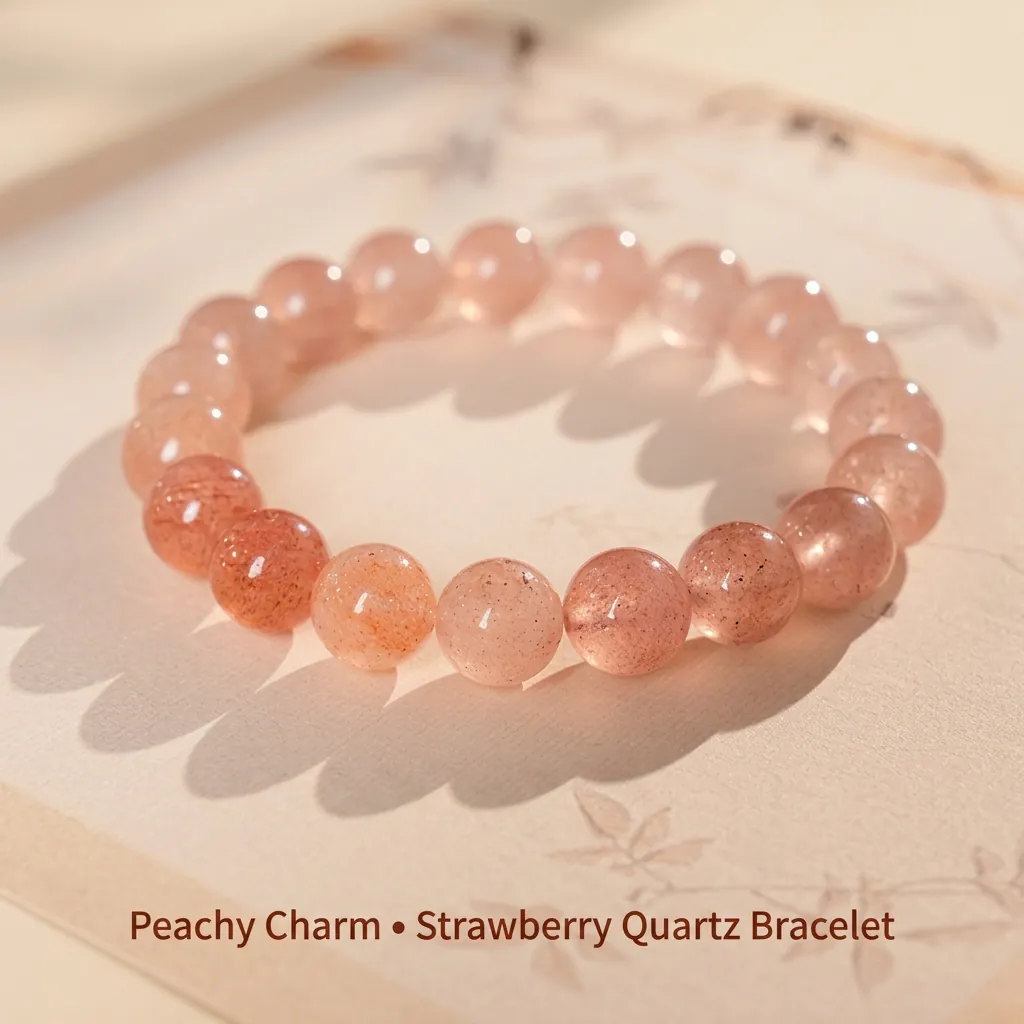 Bracelet En Perles De Quartz Fraise Pierre Naturelle Élégant Simple Bijoux Mode Pour Femmes