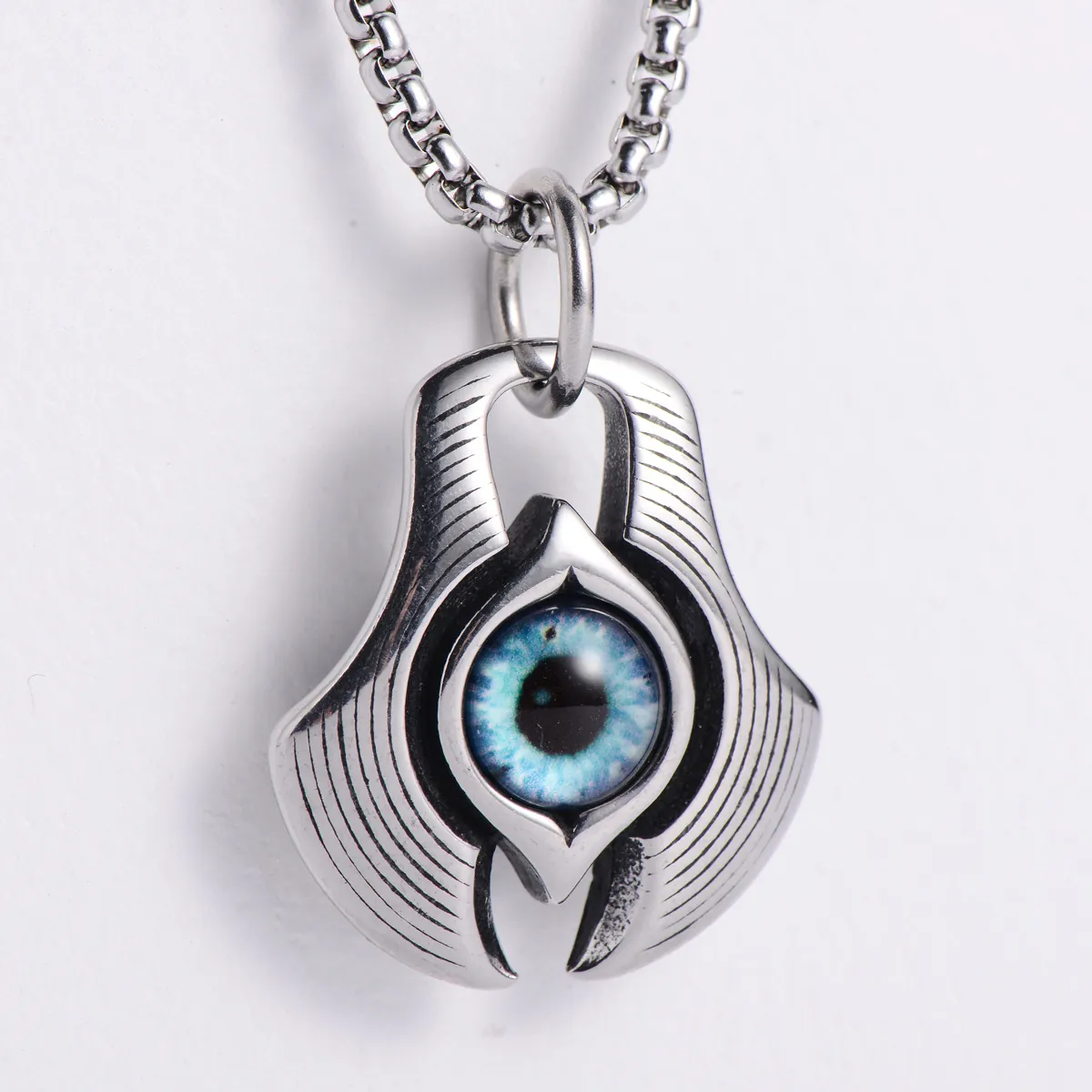 Evil Eye Pendant Necklace 316 Stainless Steel Punk Gothic Hip Hop Vintage Jewelry For Men Women Blue Eye Charm