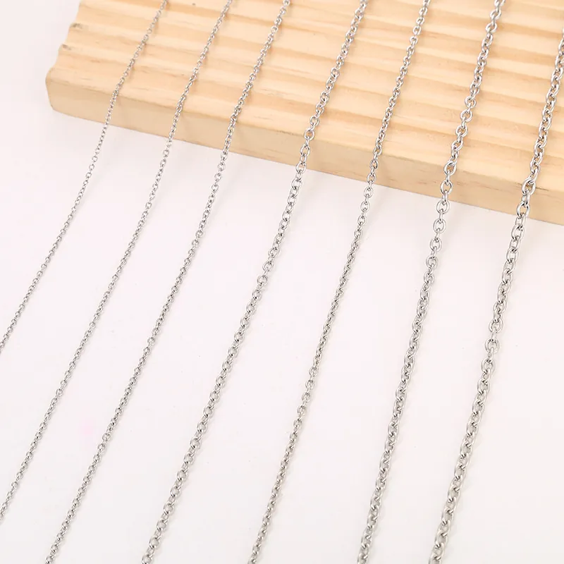 Stainless Steel Cable O-Chain Necklace With Lobster Clasp DIY Jewelry Accessory Men Women Minimalist Style Plain Silver