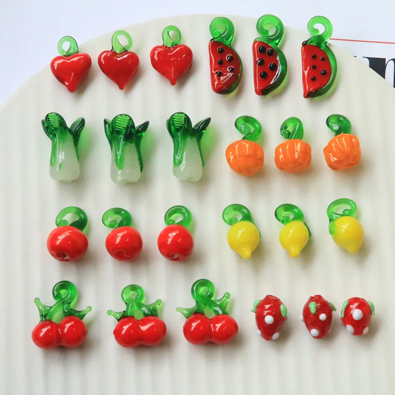 Glass Lampwork Fruit Vegetable DIY Charms Pendants Mini Cute Colorful For Jewelry Making