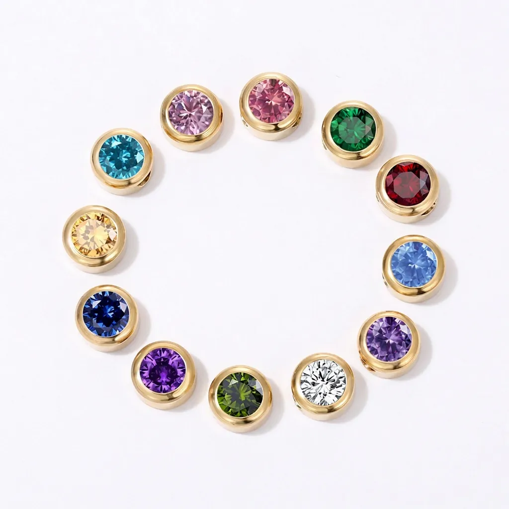Stainless Steel Round Rhinestone Birthstone Charms DIY Jewelry Making Pendants For Necklace Bracelet Anklet Accessories