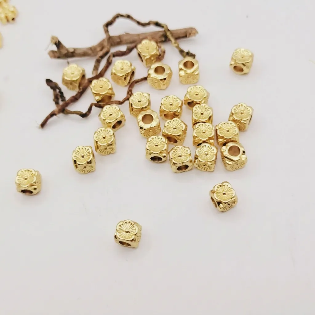 Vintage Ancient Gold Style Square Flower Alloy Beads DIY Bracelet Necklace Making Jewelry Findings Spacer Accessories