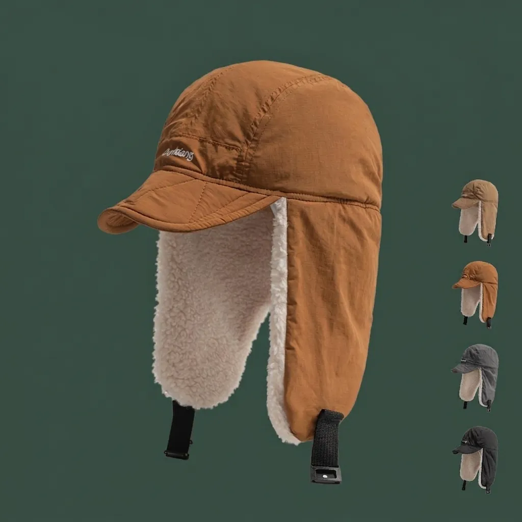 Unisex Winter Trapper Hat Windproof Aviator Cap With Faux Lamb Wool Lining Ear Flaps Adjustable Buckle For Outdoor