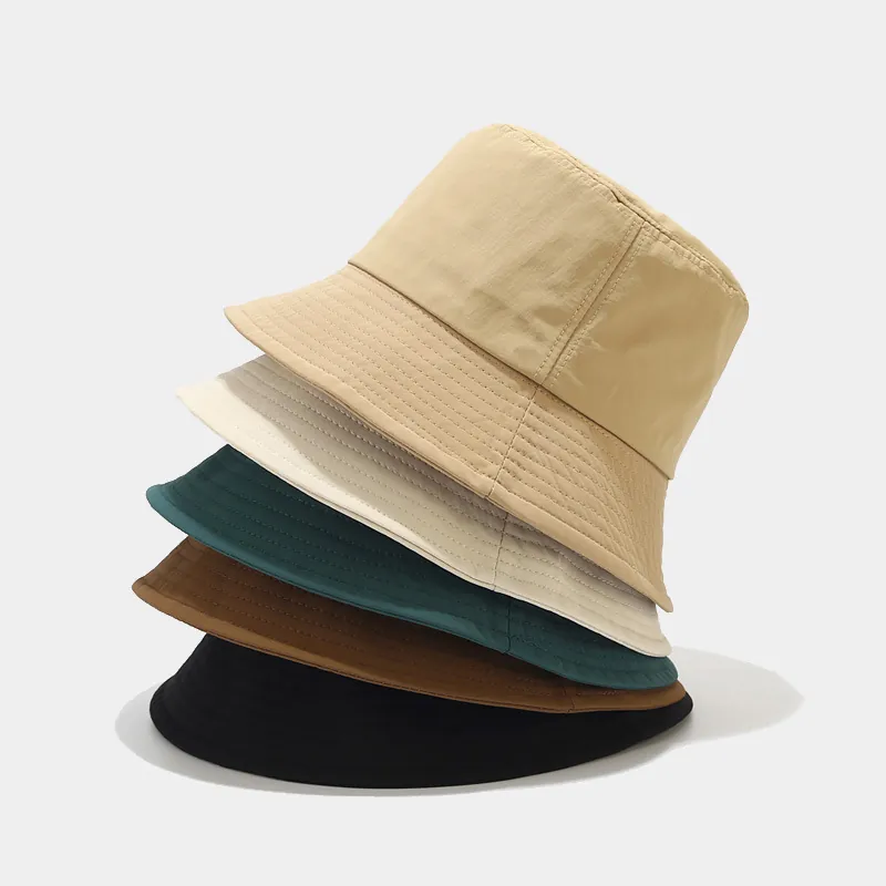 Solid Color Bucket Hat Polyester Sun Protection Quick Drying Japanese Retro Style Outdoor Casual Lightweight Unisex