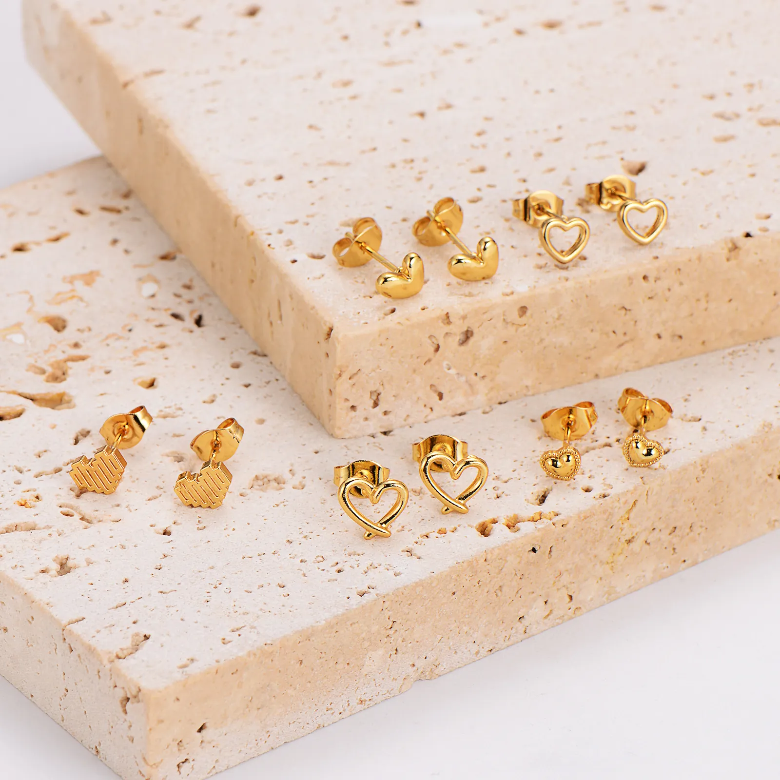 Unregelmäßige Herz Ohrstecker 304 Edelstahl 18K Vergoldet Minimalistisch Elegant Ästhetisch Mode Schmuck Für Damen