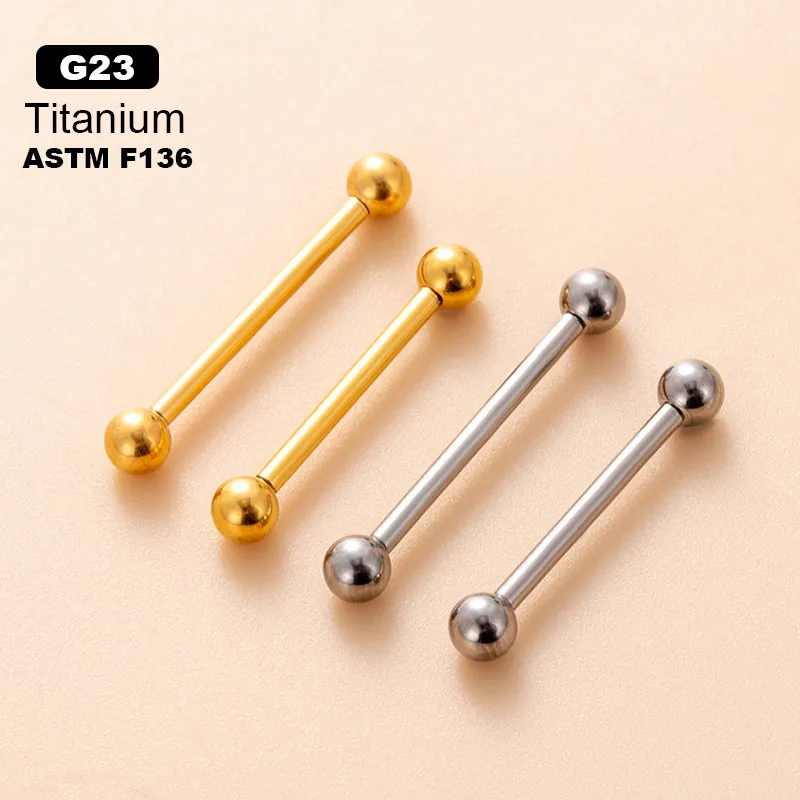 G23 Titanium Internally Threaded Barbell Tongue Ring Nipple Stud Body Piercing Jewelry Fashion Unisex